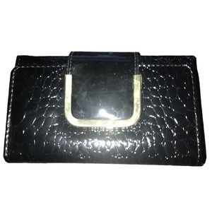 BELLO TUTTI BLACK WITH GOLD TONE ACCENT TRI-FOLD WALLET